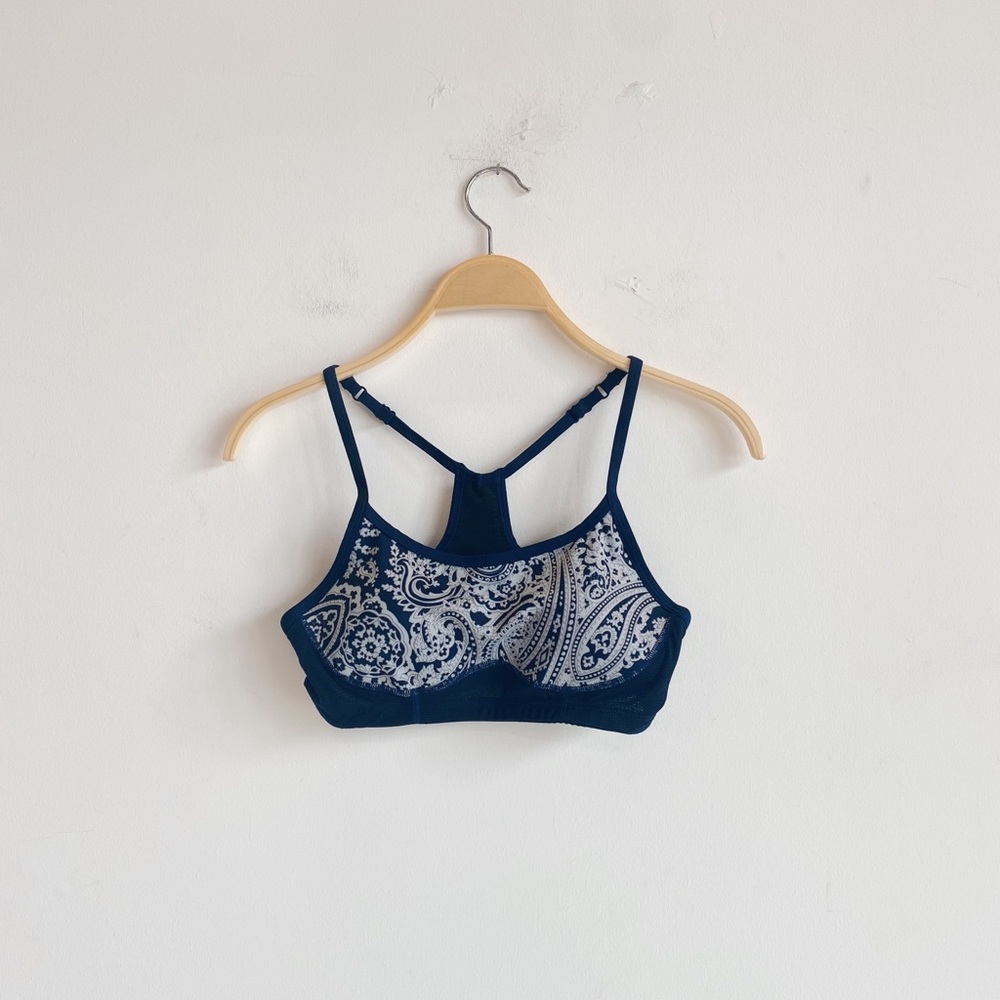 J. Crew New Balance Collab Blue Paisley Sports Bra Size S XS